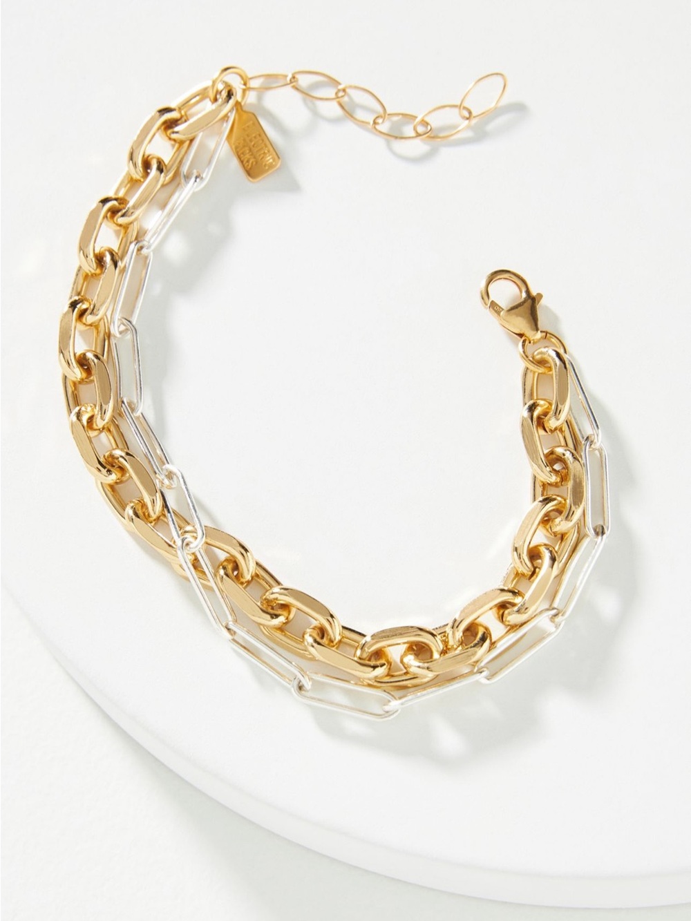 Electric Picks Gold Two-Tone Layered Chain Bracelet